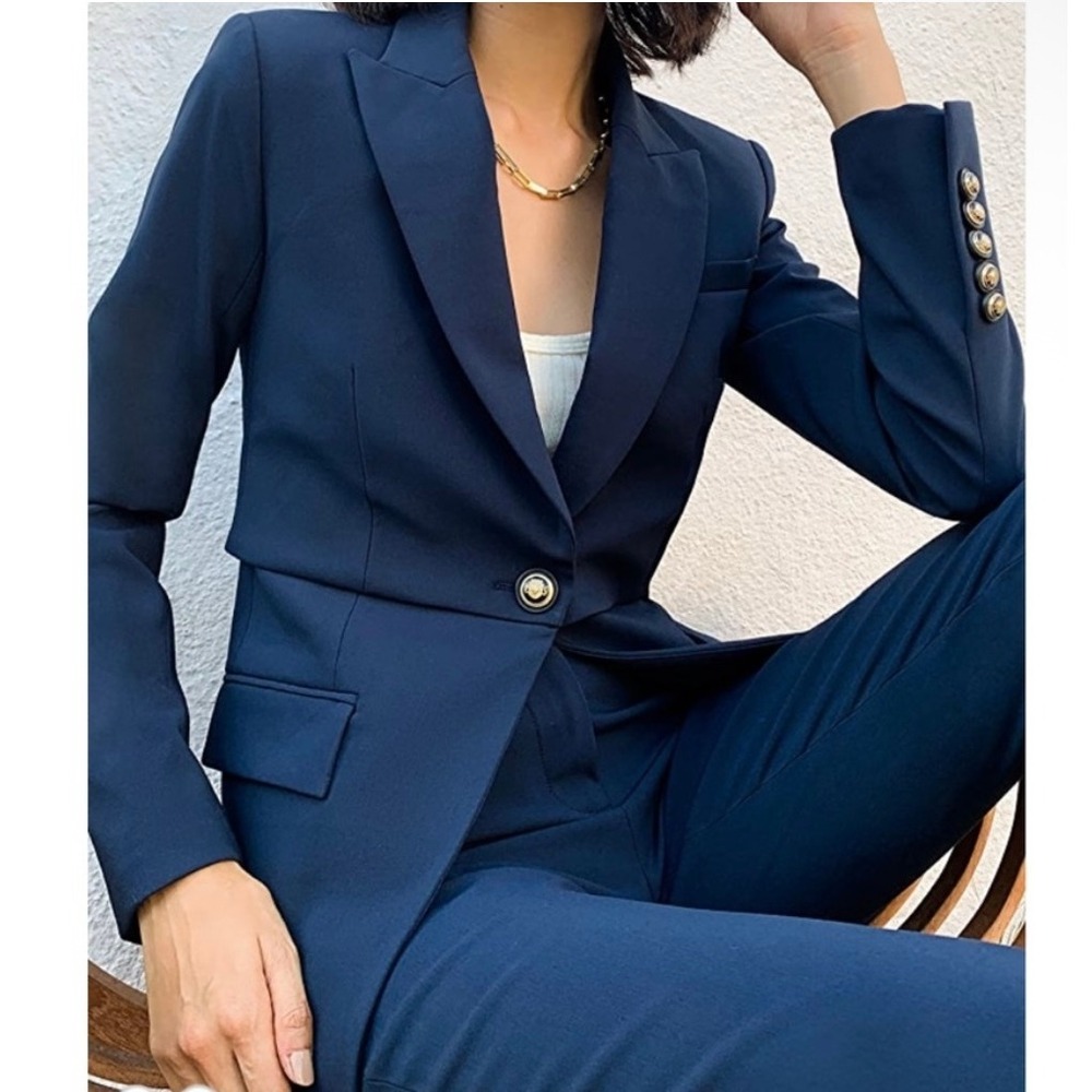 Veronica Beard Mori‎ Dickey Tiered Navy Blue Blazer Size 0
